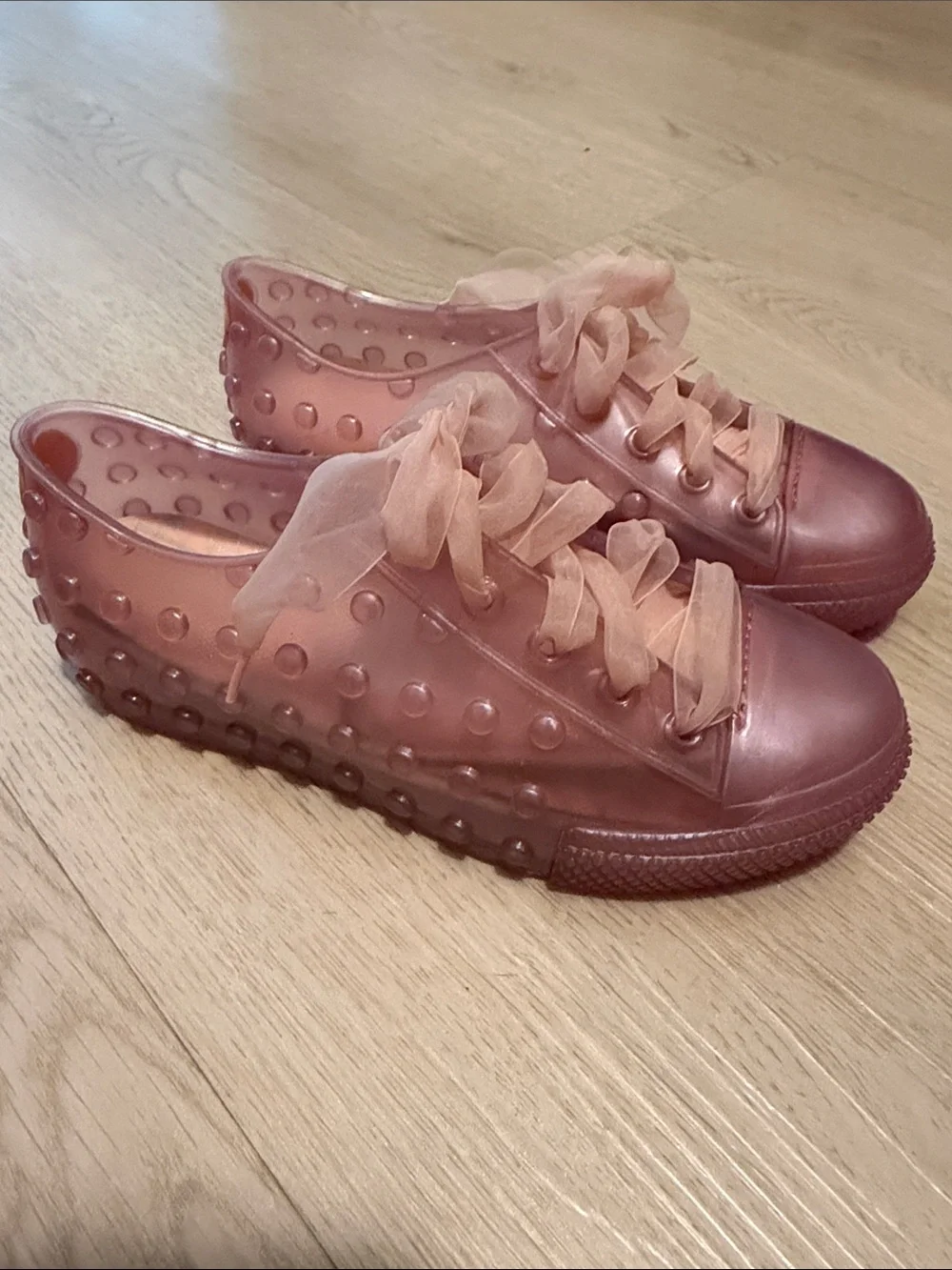 Almost like new! Pink Mini Melissa sneakers with ribbon laces girls size 12 - Picture 1 of 6